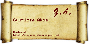 Gyuricza Ákos névjegykártya